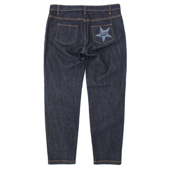 Boutique Moschino Dark Blue Wash Denim Jeans Star Pocket Gold Star Button 46 NEW - Picture 5 of 10